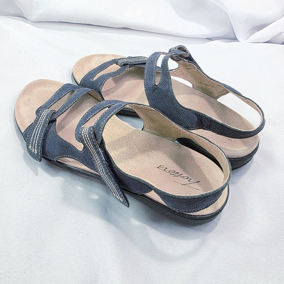 Trotters Katarina Blue Leather Strappy Sandals Adjustable Womens 9.5 NARROW - Picture 3 of 9